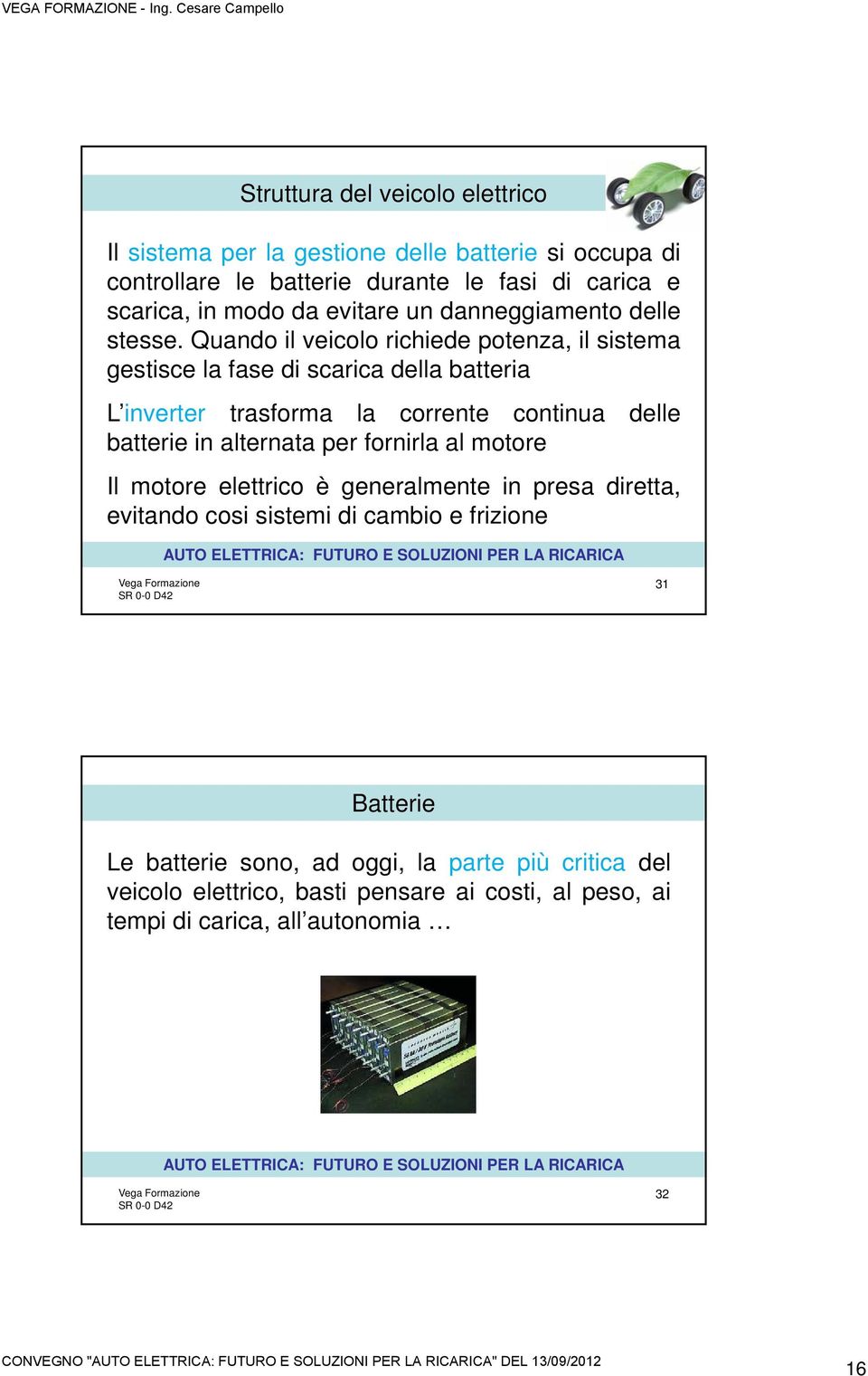 Quando il veicolo richiede potenza, il sistema gestisce la fase di scarica della batteria L inverter trasforma la corrente continua delle batterie in alternata per