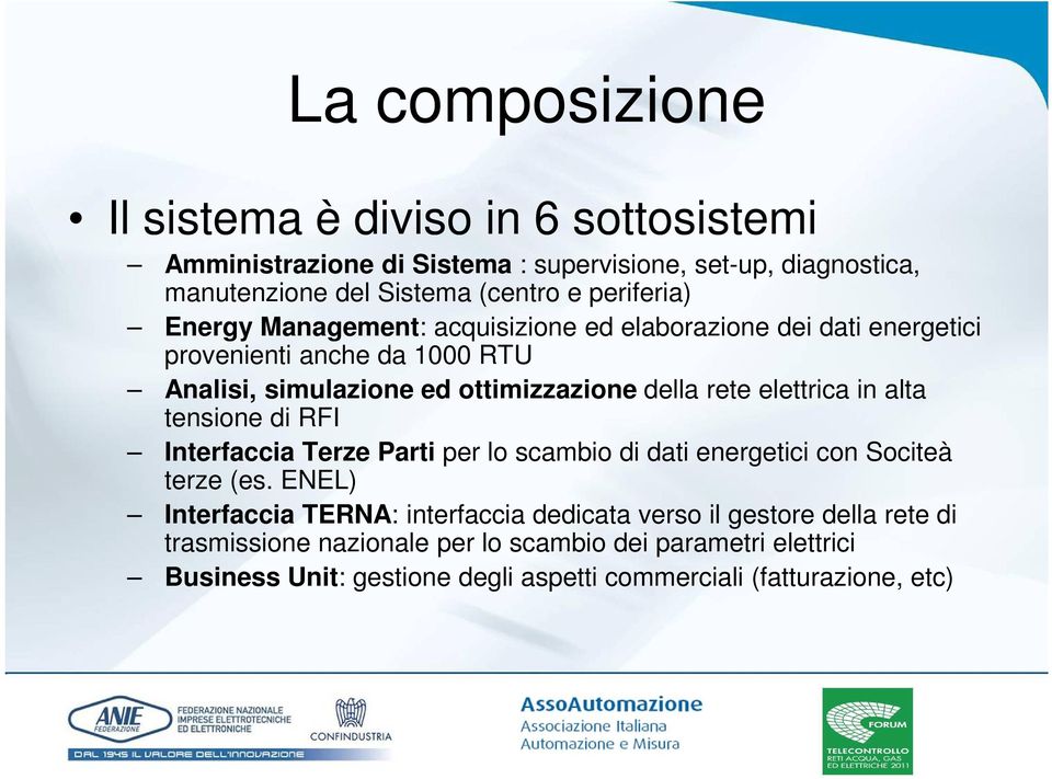 elettrica in alta tensione di RFI Interfaccia Terze Parti per lo scambio di dati energetici con Sociteà terze (es.