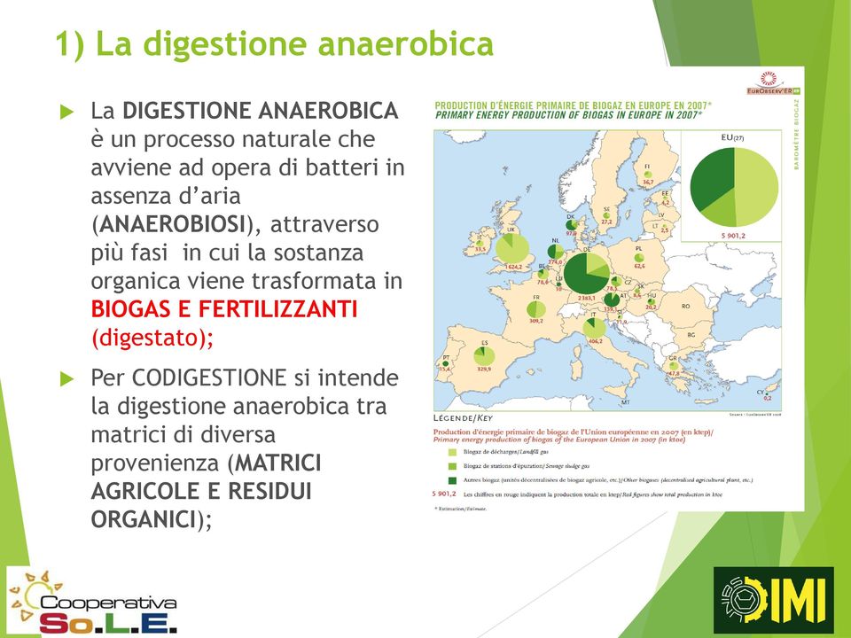 organica viene trasformata in BIOGAS E FERTILIZZANTI (digestato); Per CODIGESTIONE si intende