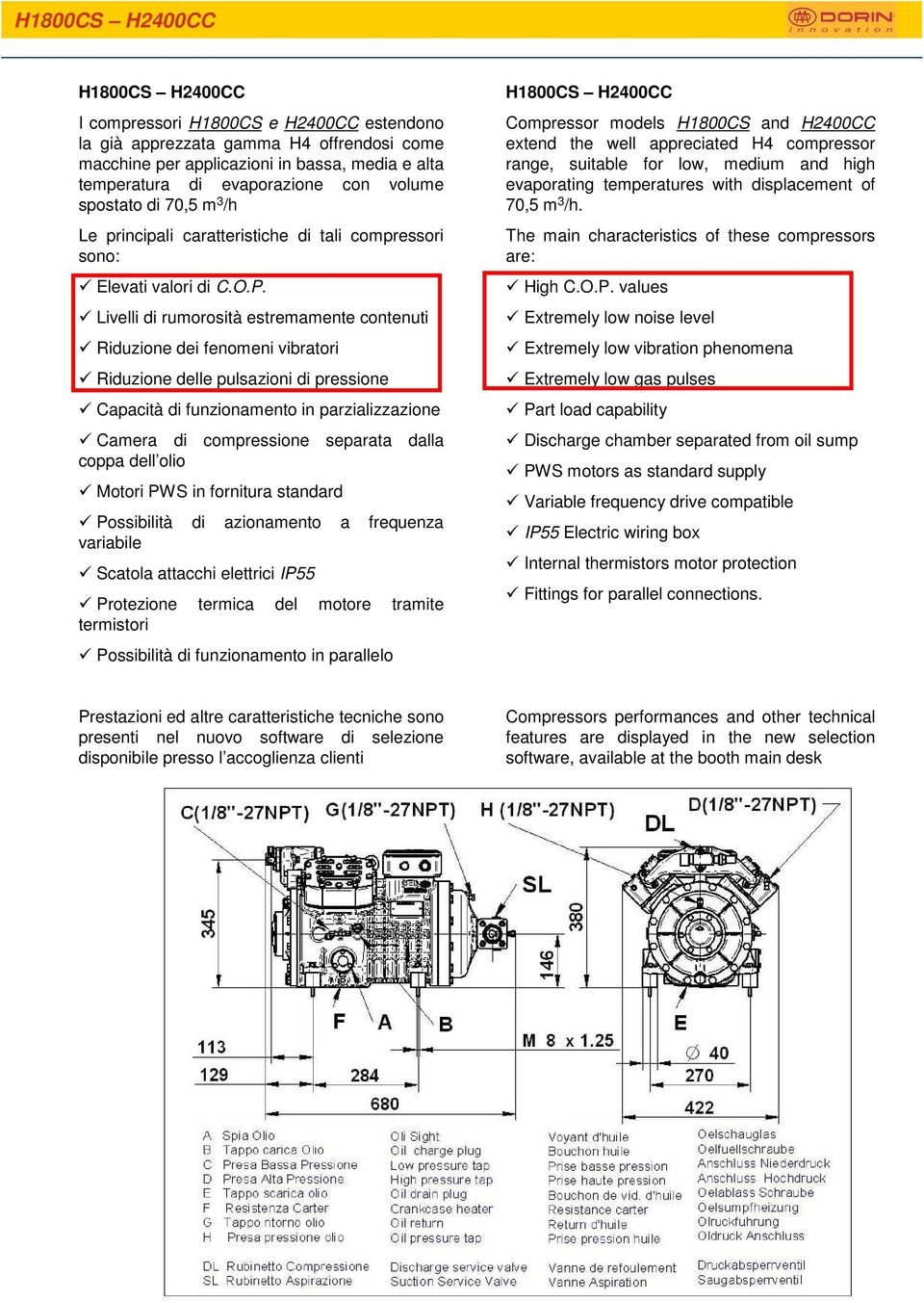 Livelli di rumorosità estremamente contenuti Riduzione dei fenomeni vibratori Riduzione delle pulsazioni di pressione Capacità di funzionamento in parzializzazione Camera di compressione separata