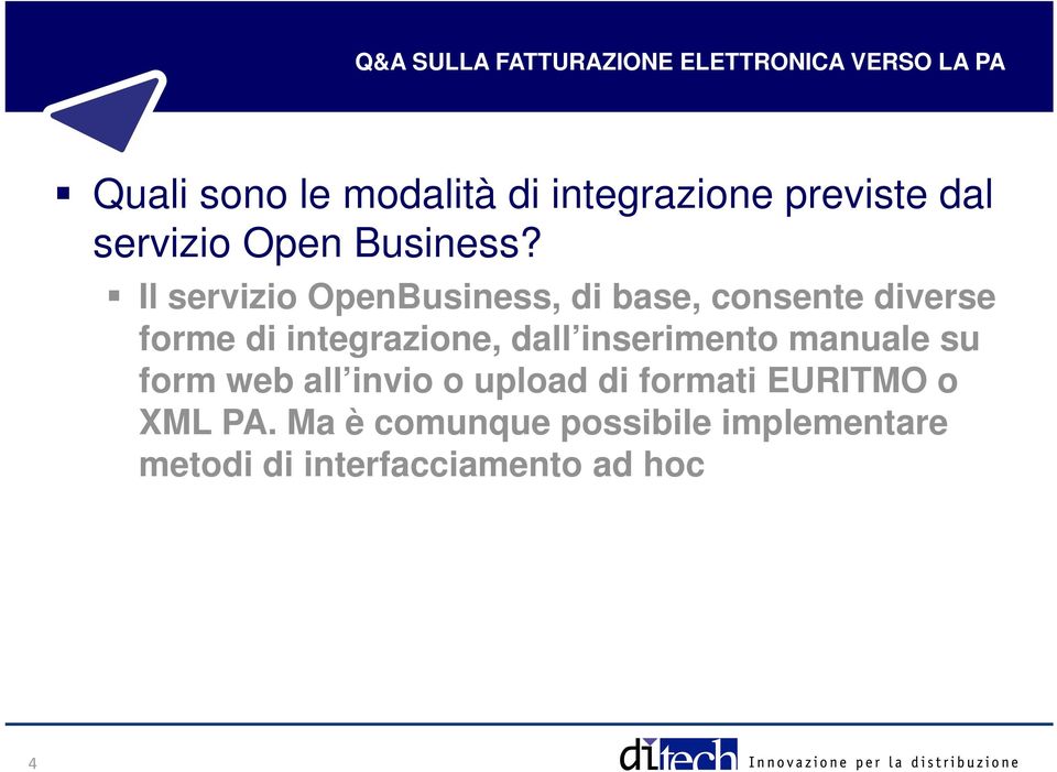 Il servizio OpenBusiness, di base, consente diverse forme di integrazione, dall