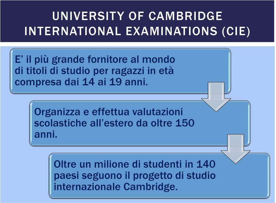 Organizza e effettua valutazioni scolastiche all estero da oltre 150 anni.