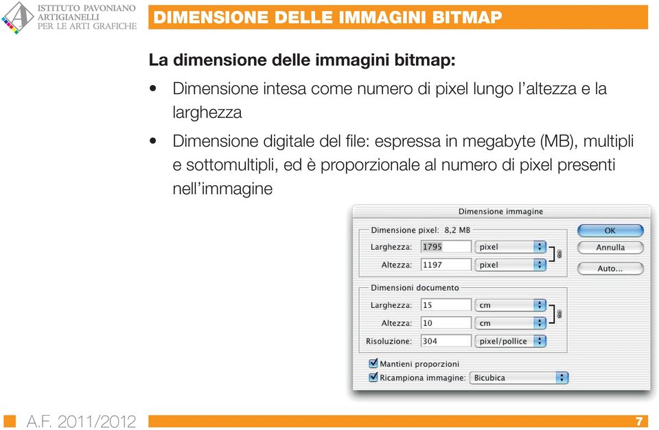 Dimensione digitale del file: espressa in megabyte (MB), multipli e