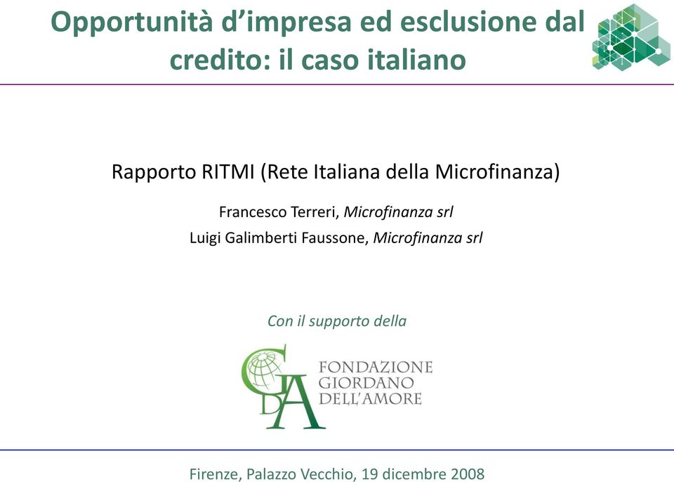 Microfinanza) Francesco Terreri, Microfinanza srl