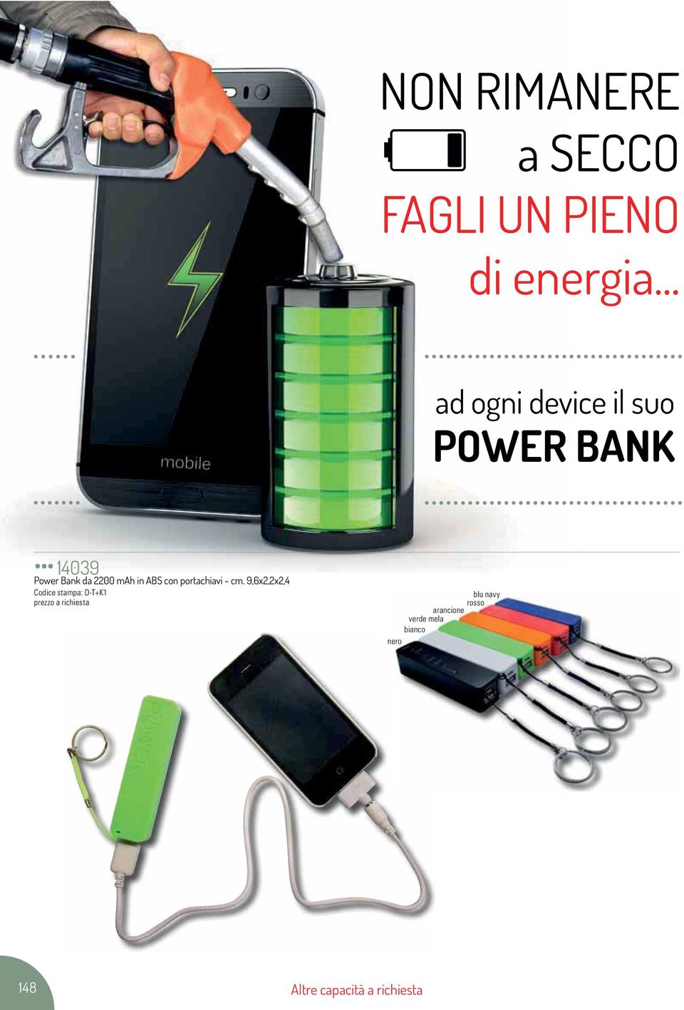 da 2200 mah in ABS con portachiavi - cm.