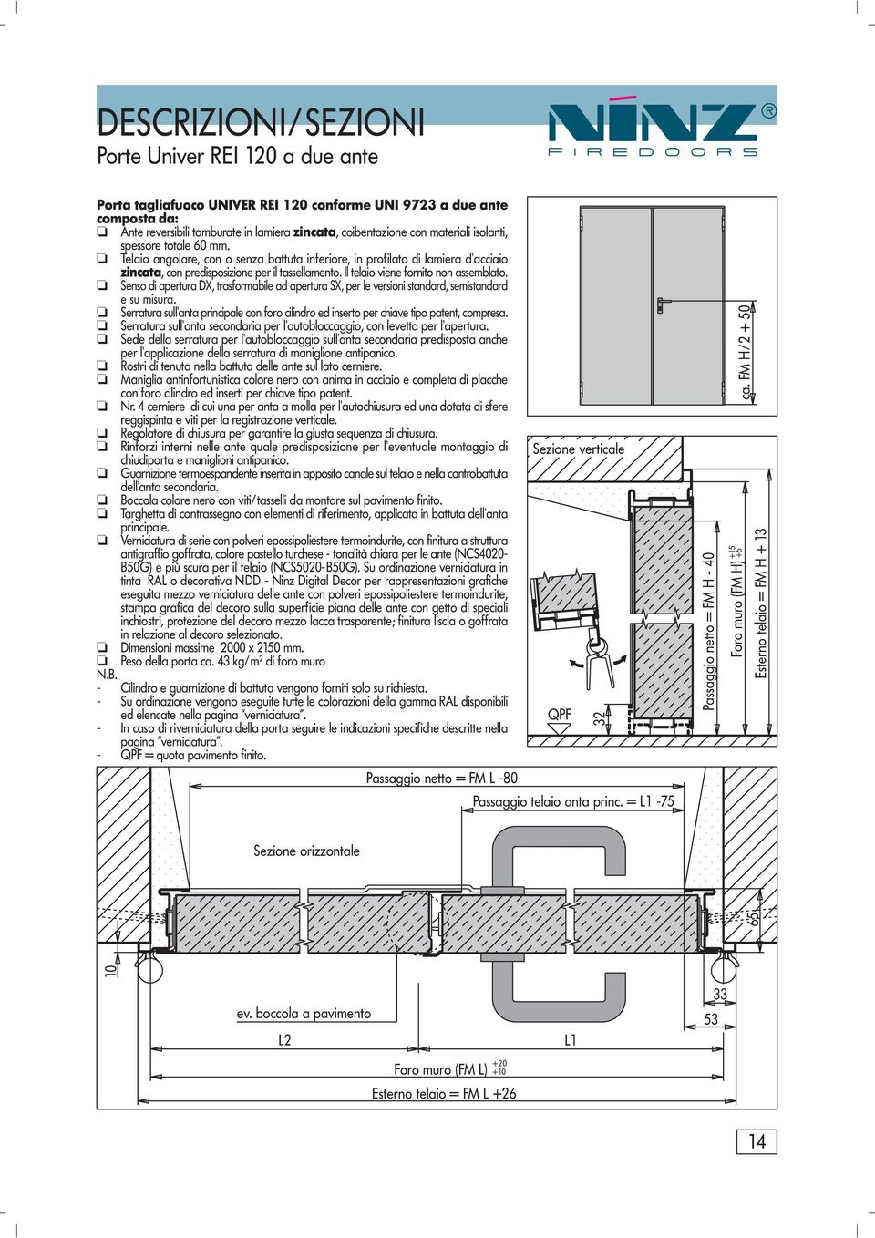 Senso di pertur DX, trsformile d pertur SX, per le versioni stndrd, semistndrd e su misur. Serrtur sull nt principle con foro cilindro ed inserto per chive tipo ptent, compres.