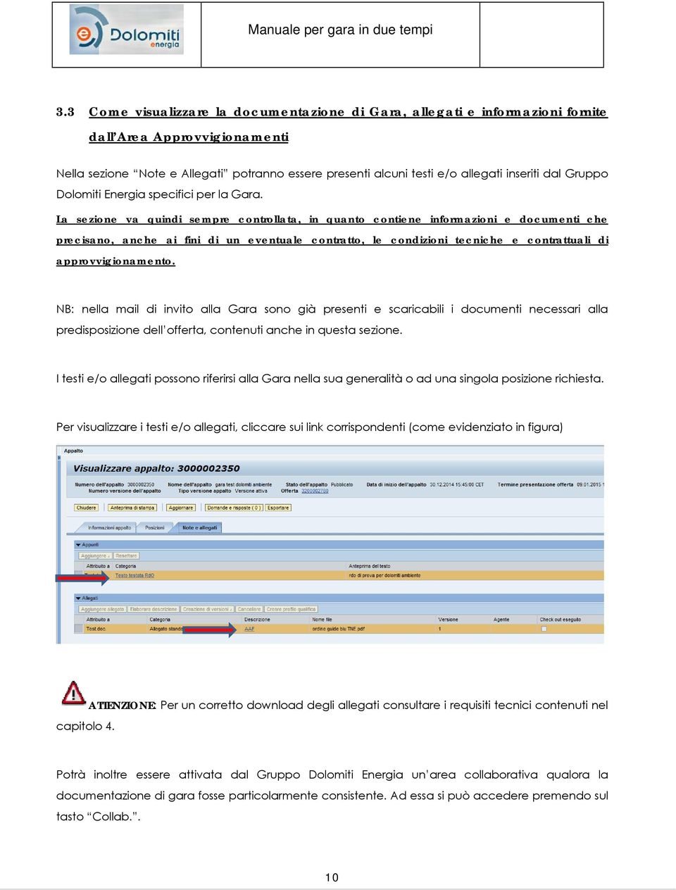 La sezione va quindi sempre controllata, in quanto contiene informazioni e documenti che precisano, anche ai fini di un eventuale contratto, le condizioni tecniche e contrattuali di