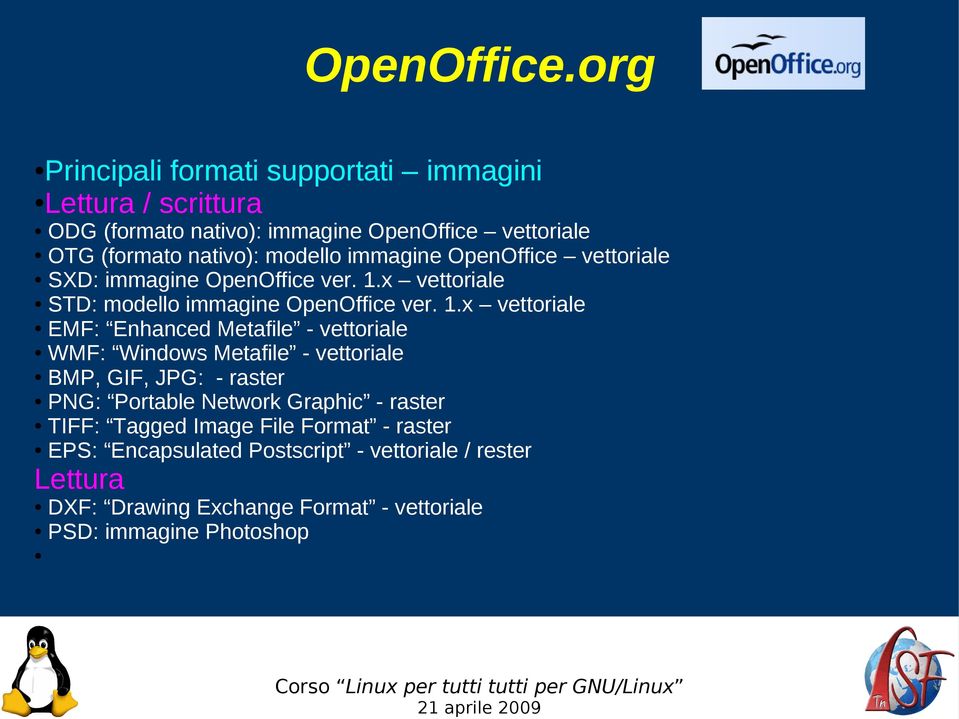 x vettoriale STD: modello immagine OpenOffice ver. 1.