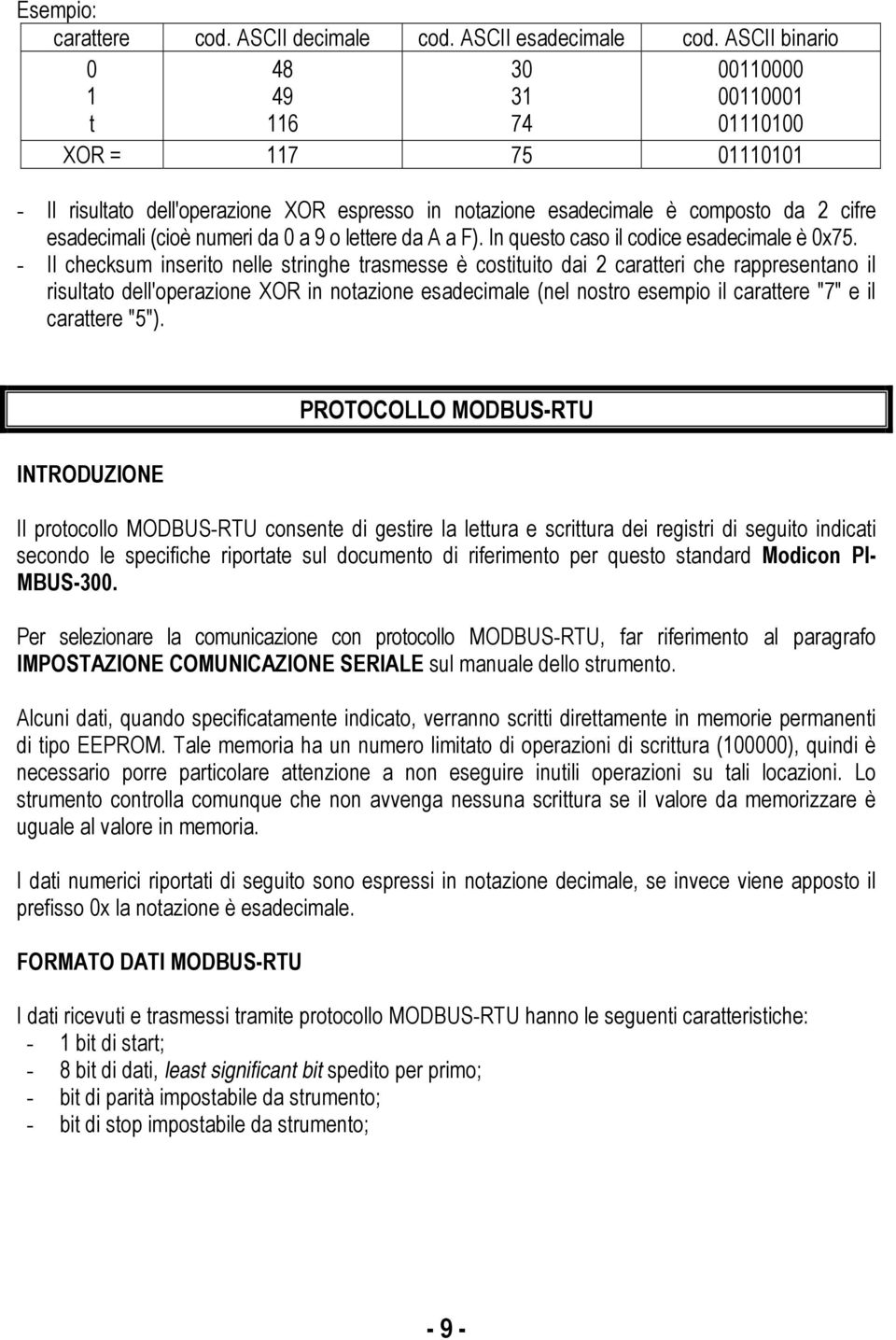 numeri da 0 a 9 o lettere da A a F). In questo caso il codice esadecimale è 0x75.