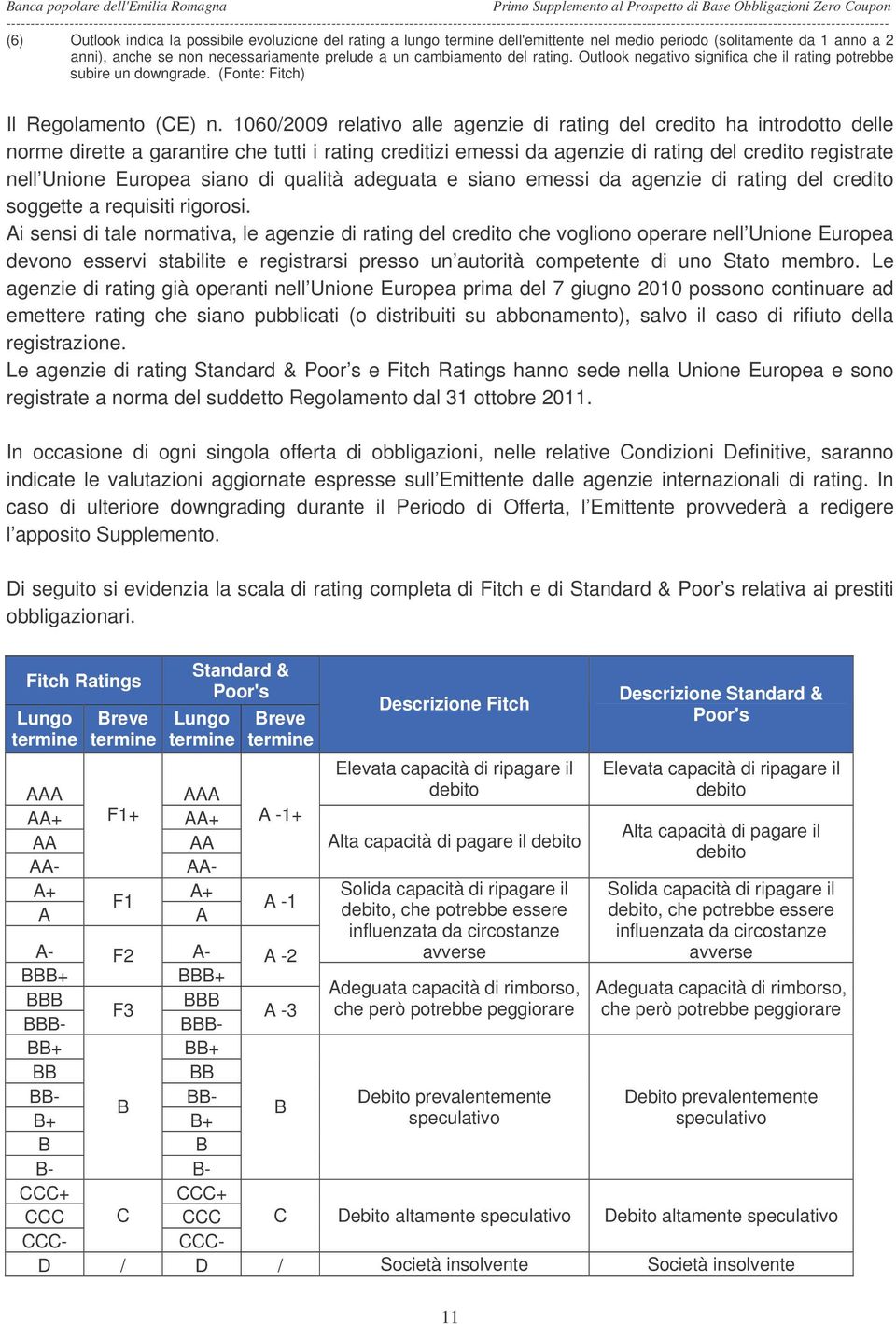 1060/2009 relativo alle agenzie di rating del credito ha introdotto delle norme dirette a garantire che tutti i rating creditizi emessi da agenzie di rating del credito registrate nell Unione Europea