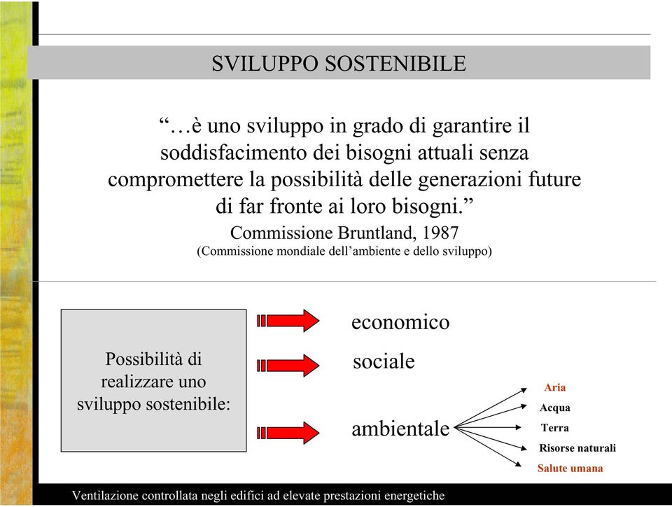 Commissione Bruntland, 1987 (Commissione mondiale dell ambiente e dello sviluppo) Possibilità di