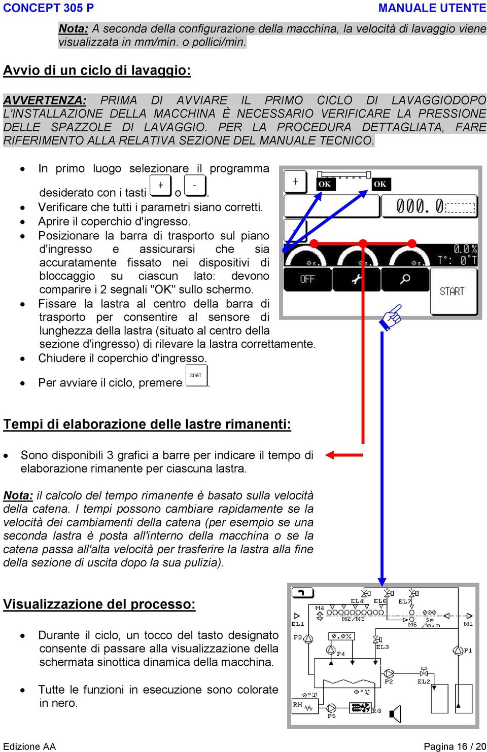 PER LA PROCEDURA DETTAGLIATA, FARE RIFERIMENTO ALLA RELATIVA SEZIONE DEL MANUALE TECNICO. In primo luogo selezionare il programma desiderato con i tasti o.