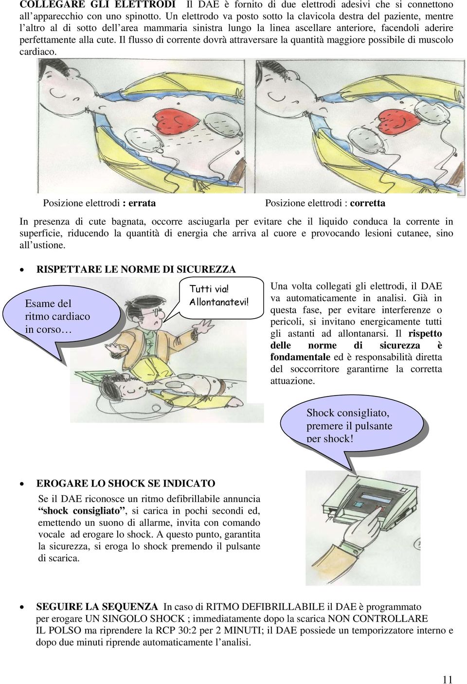 Il flusso di corrente dovrà attraversare la quantità maggiore possibile di muscolo cardiaco.