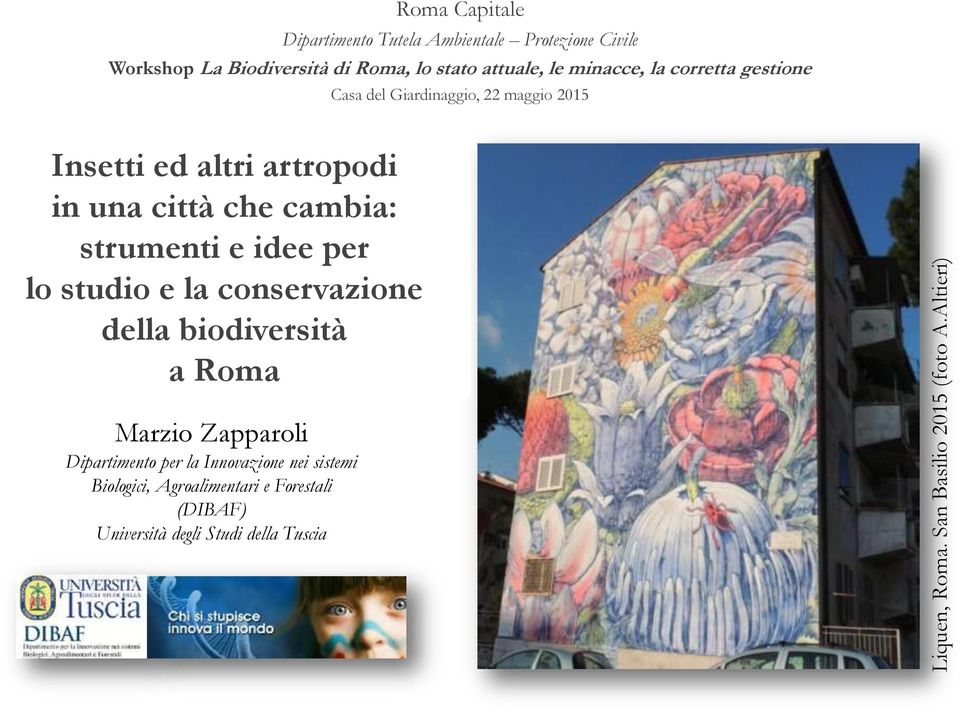 le minacce, la corretta gestione Casa del Giardinaggio, 22 maggio 2015 Insetti ed altri artropodi in una città che cambia: