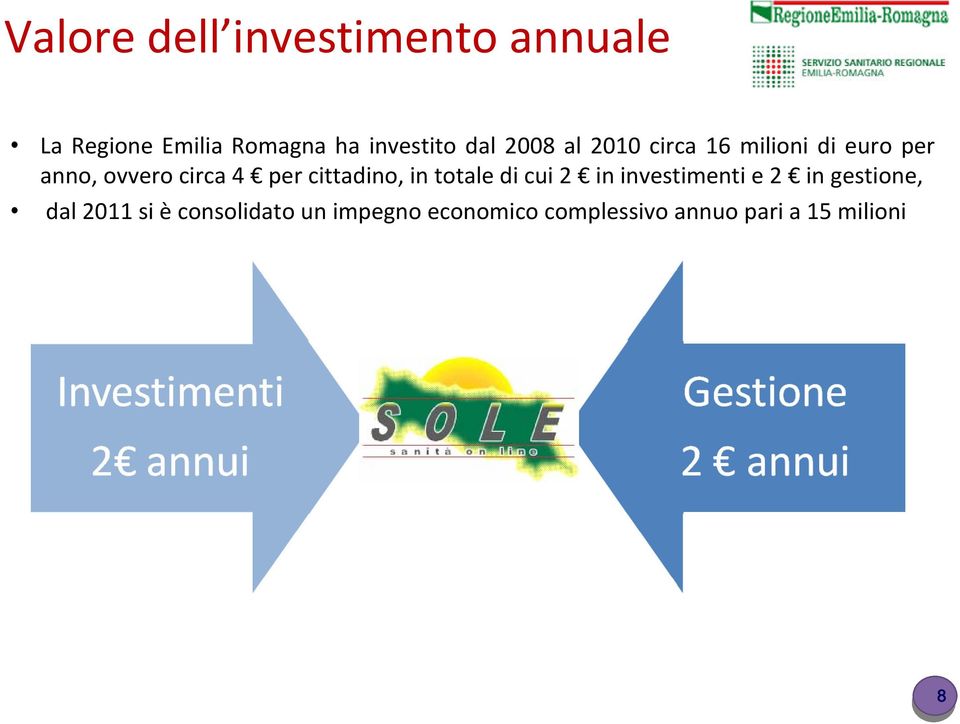 cittadino, in totale di cui 2 in investimenti e 2 in gestione, dal 2011