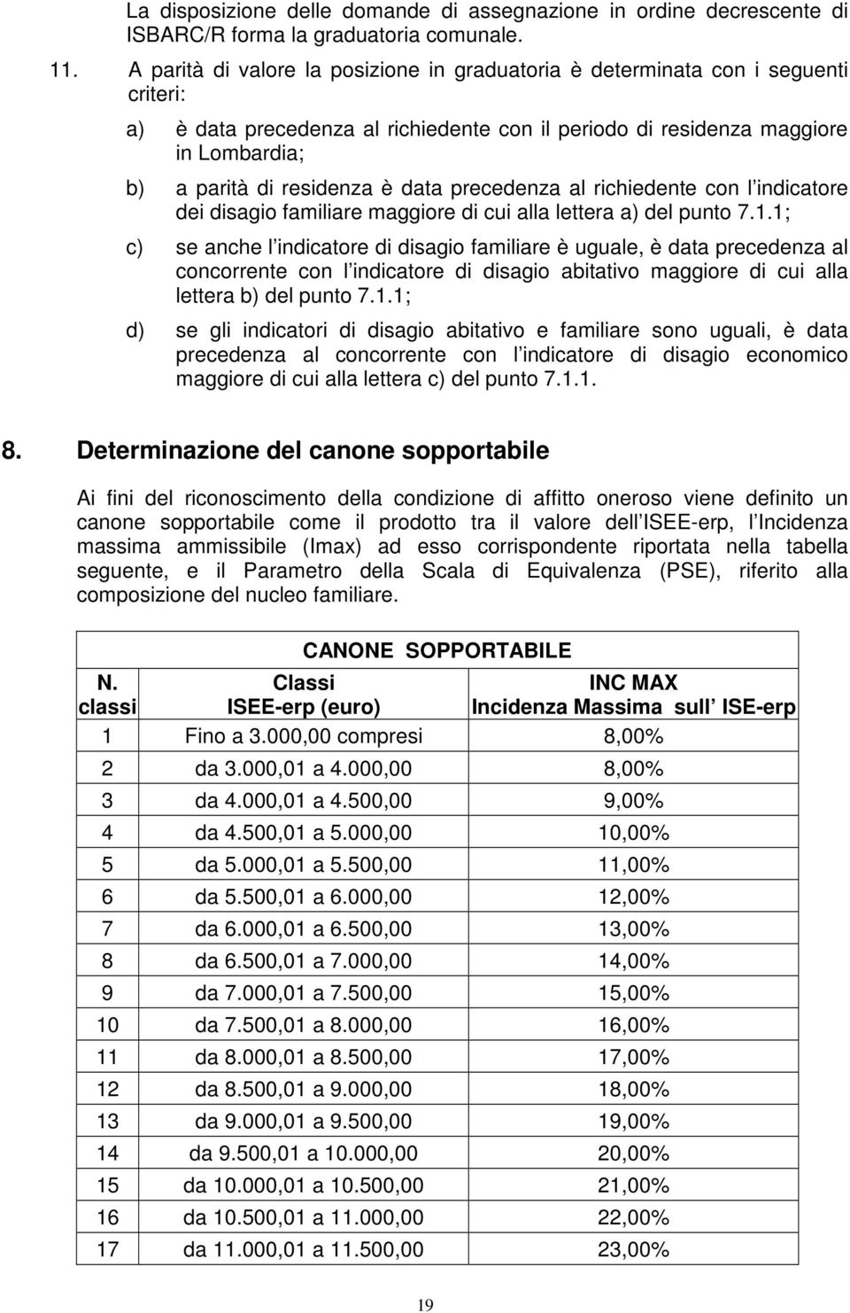 data precedenza al richiedente con l indicatore dei disagio familiare maggiore di cui alla lettera a) del punto 7.1.