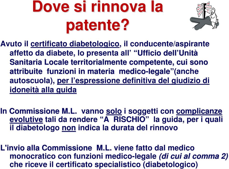 cui sono attribuite funzioni in materia medico-legale legale (anche autoscuola), per l espressione definitiva del giudizio di idoneità alla guida In Commissione M.L.