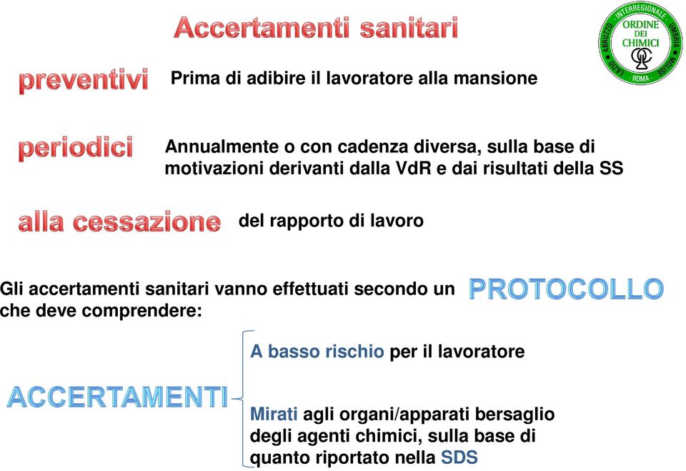 accertamenti sanitari vanno effettuati secondo un che deve comprendere: A basso rischio per il