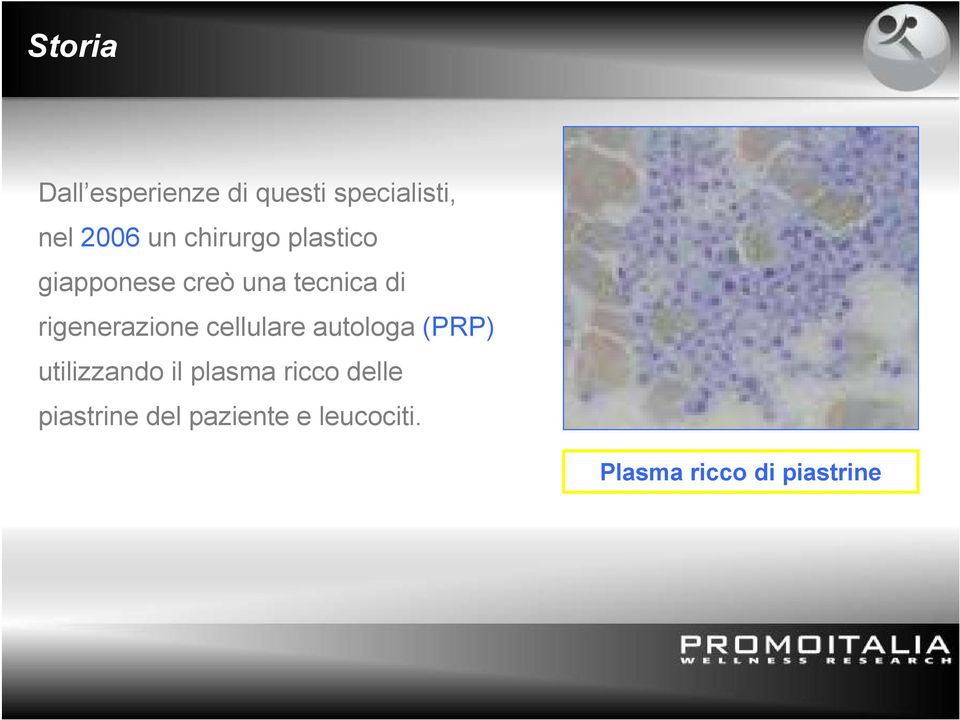 rigenerazione cellulare autologa (PRP) utilizzando il plasma