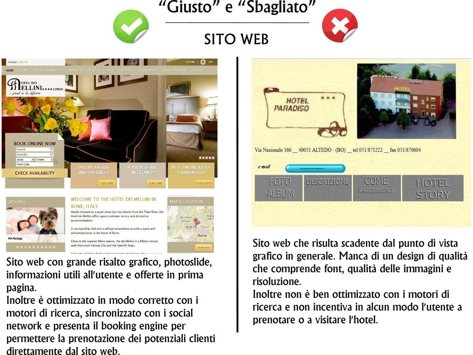 prenotazione dei potenziali clienti direttamente dal sito web. Sito web che risulta scadente dal punto di vista grafico in generale.