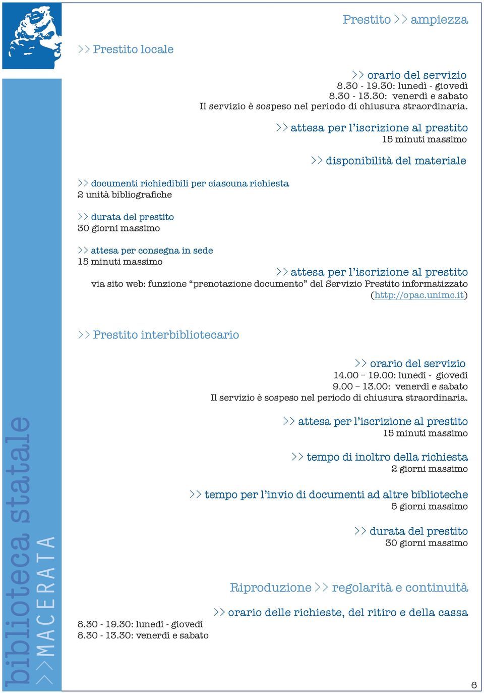 attesa per l iscrizione al prestito 15 minuti massimo disponibilità del materiale attesa per consegna in sede 15 minuti massimo attesa per l iscrizione al prestito via sito web: funzione prenotazione