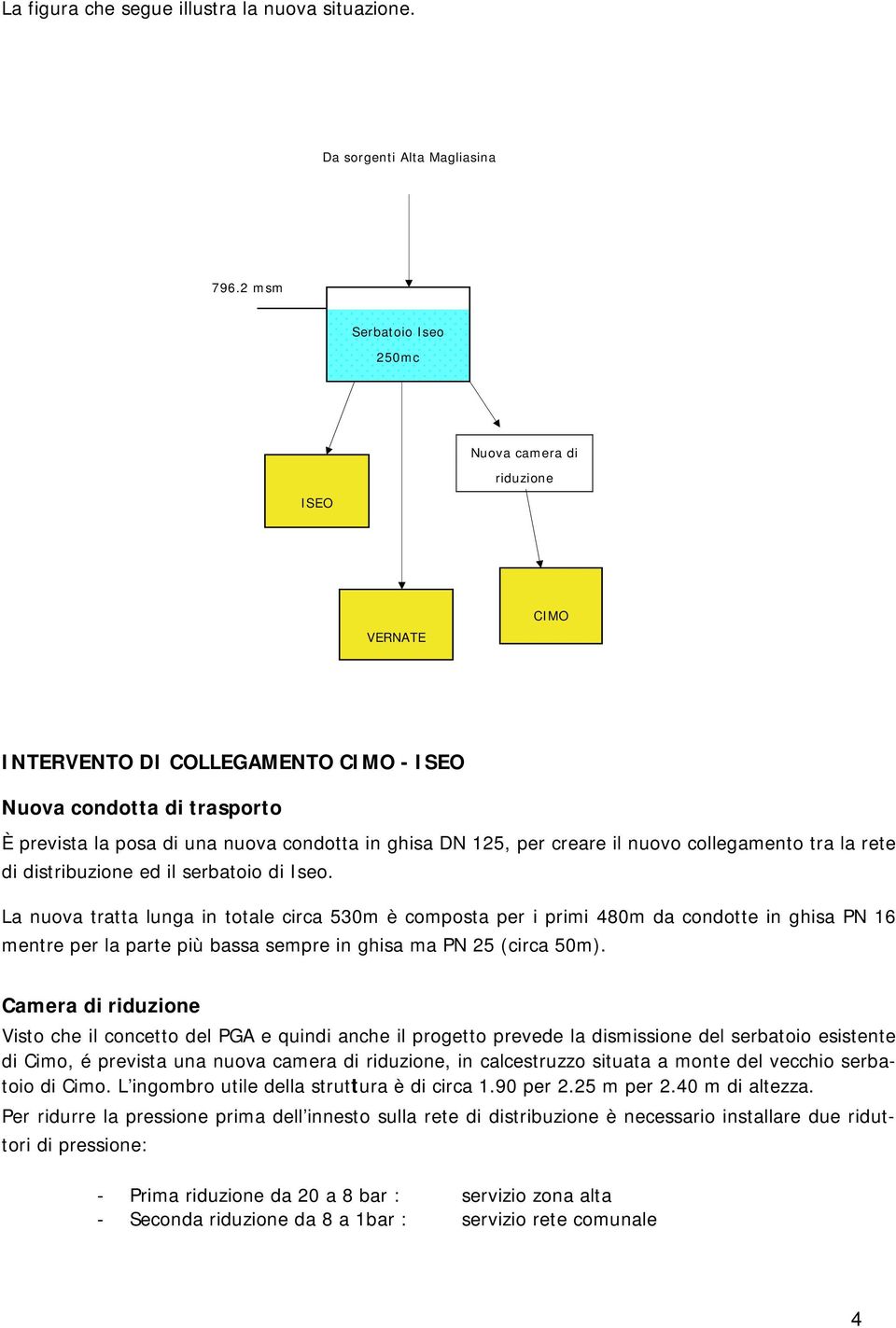 creare il nuovo collegamento tra la rete di distribuzione ed il serbatoio di Iseo.