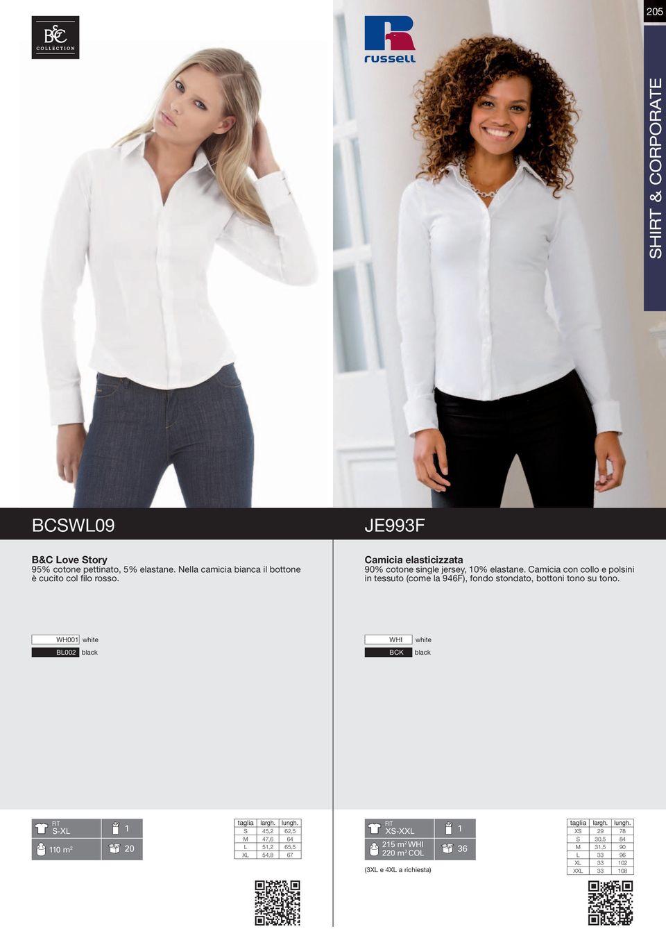 JE993F Camicia elasticizzata 90% cotone single jersey, 0% elastane.