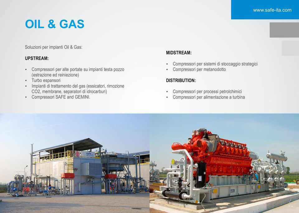 reiniezione) Turbo espansori Impianti di trattamento del gas (essicatori, rimozione CO2, membrane, separatori di