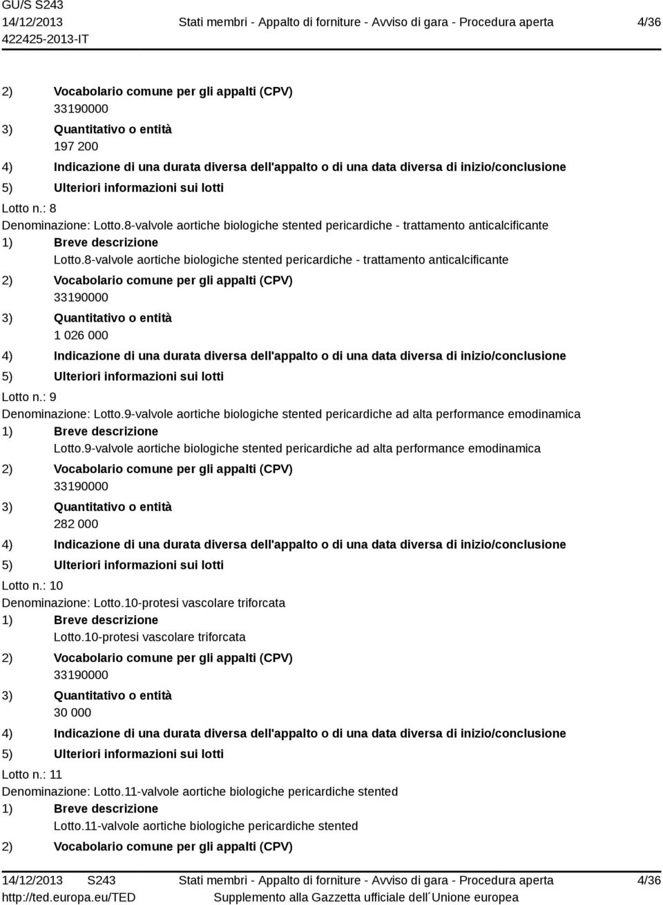 9-valvole aortiche biologiche stented pericardiche ad alta performance emodinamica Lotto.