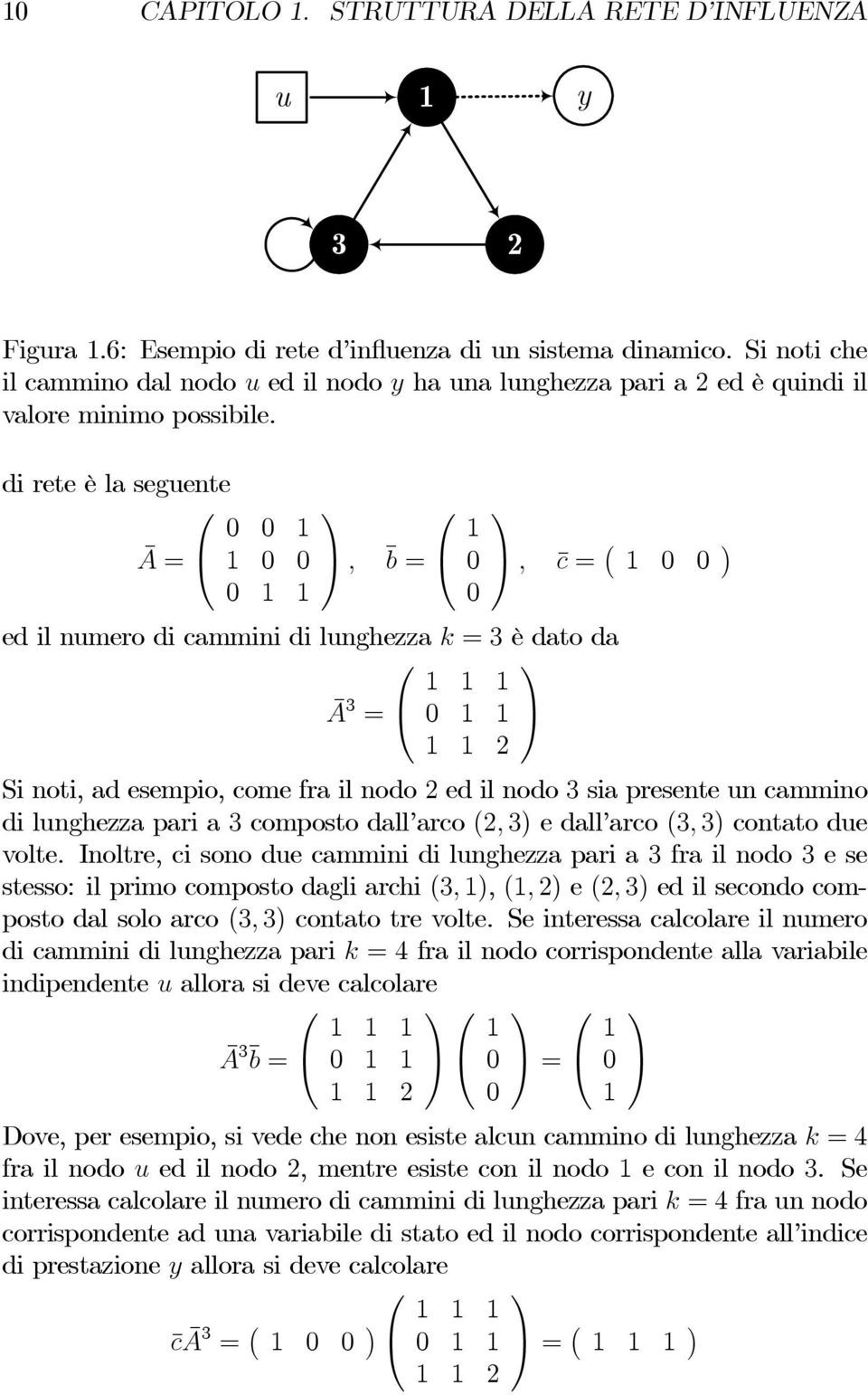 direteèlaseguente Ā =, b =, c = ed il numero di cammini di lunghezza k =3èdatoda Ā 3 = 2 Si noti, ad esempio, come fra il nodo 2 ed il nodo 3 sia presente un cammino di lunghezza pari a 3 composto