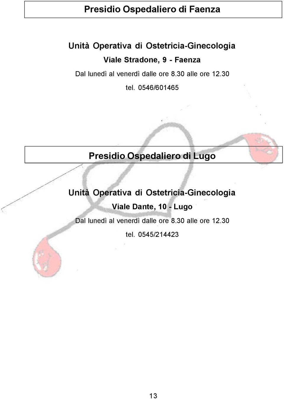 0546/601465 Presidio Ospedaliero di Lugo Unità Operativa di Ostetricia-Ginecologia