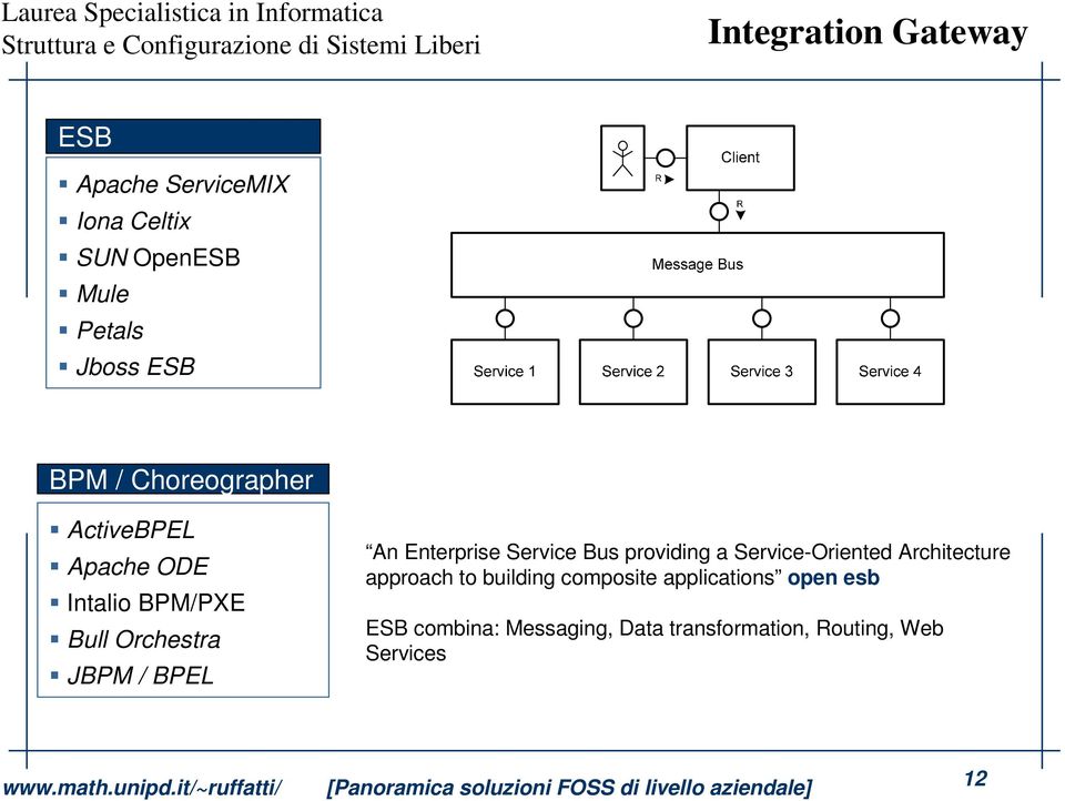 Enterprise Service Bus providing a Service-Oriented Architecture approach to building
