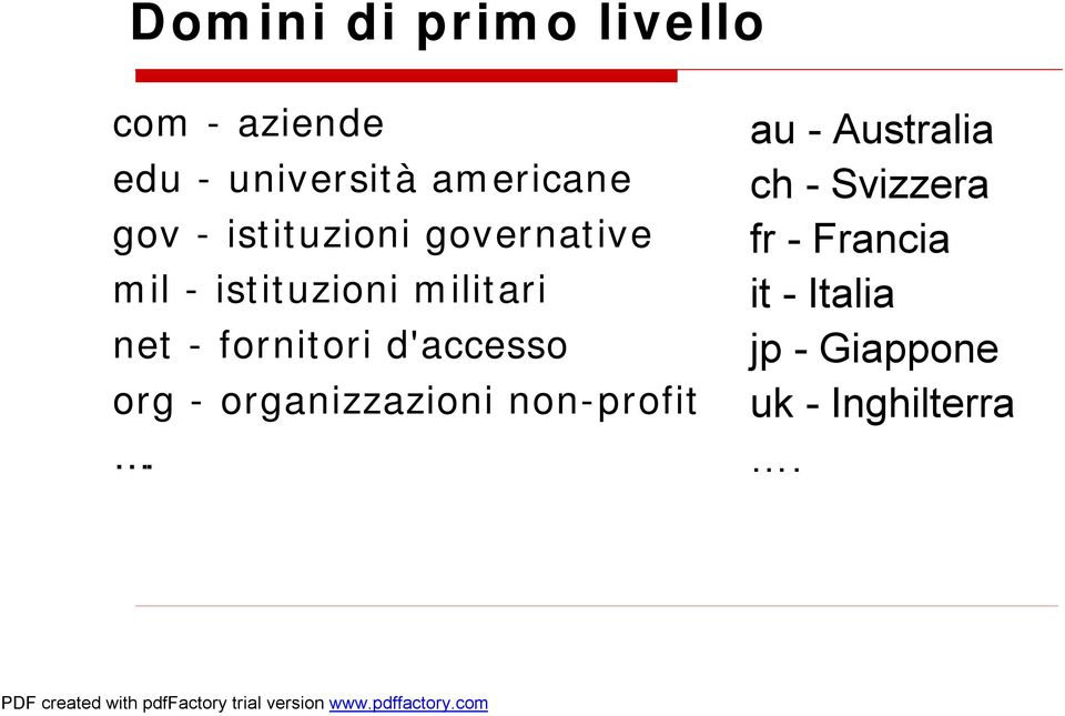 -fornitori d'accesso org -organizzazioni non-profit.