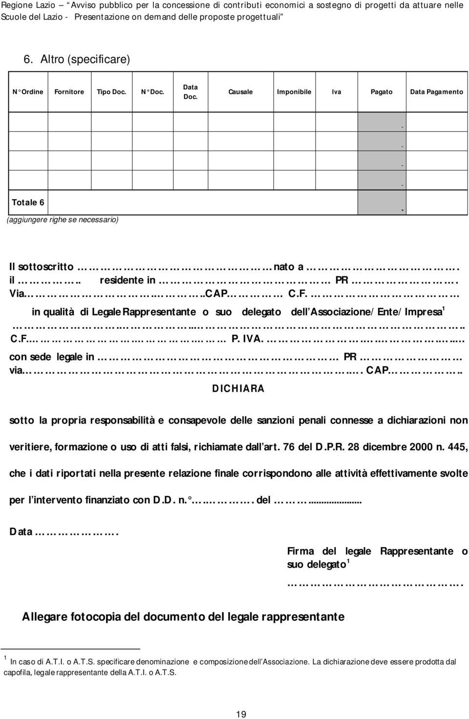 .... C.F... P. IVA...... con sede legale in PR via.. CAP.