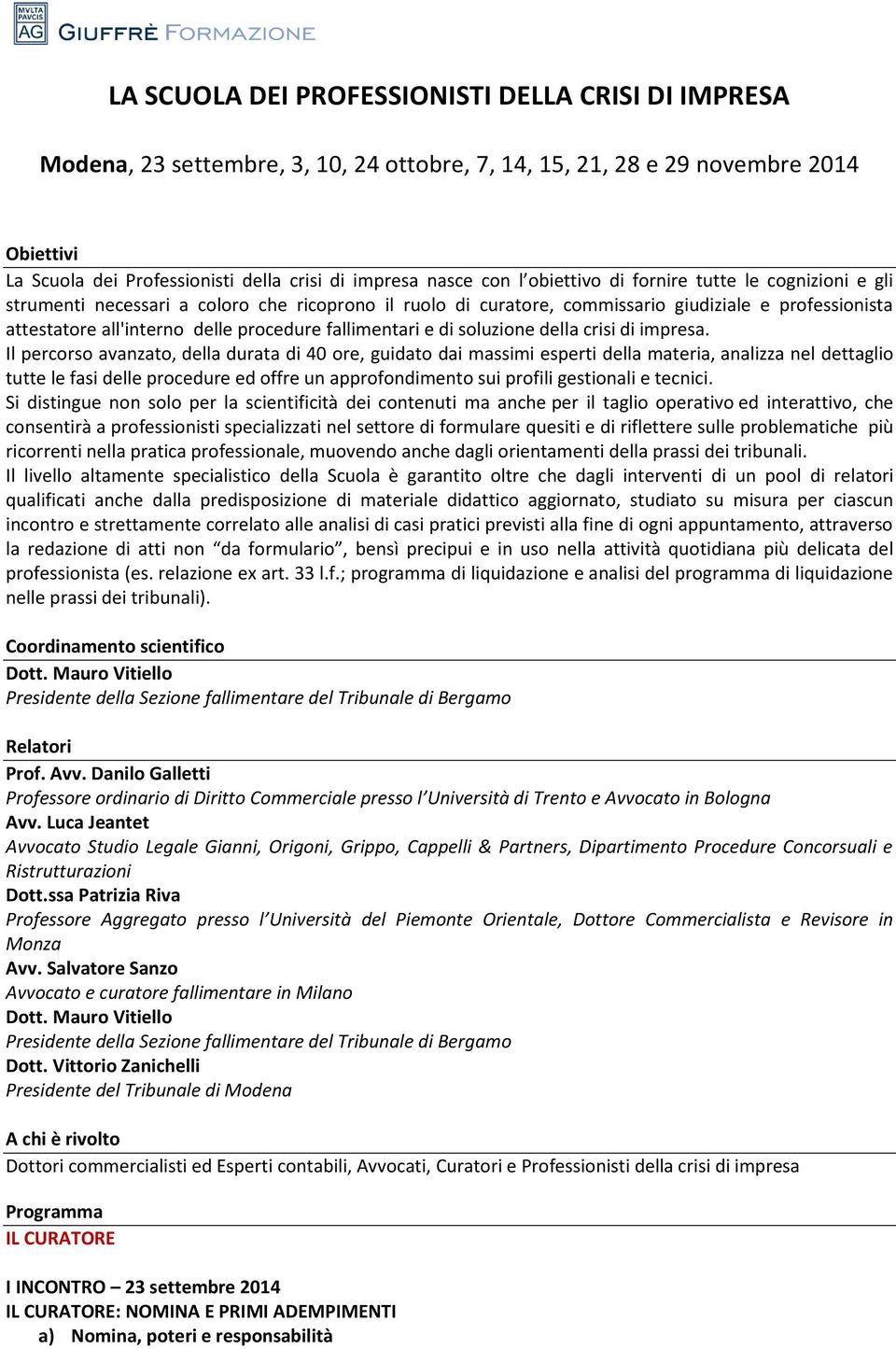 fallimentari e di soluzione della crisi di impresa.