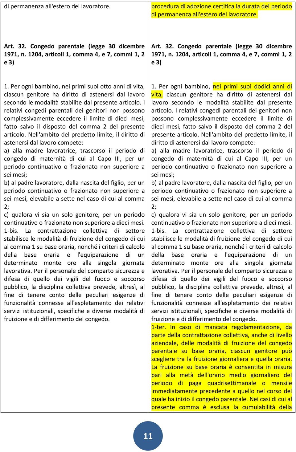 Per ogni bambino, nei primi suoi otto anni di vita, ciascun genitore ha diritto di astenersi dal lavoro secondo le modalità stabilite dal presente articolo.