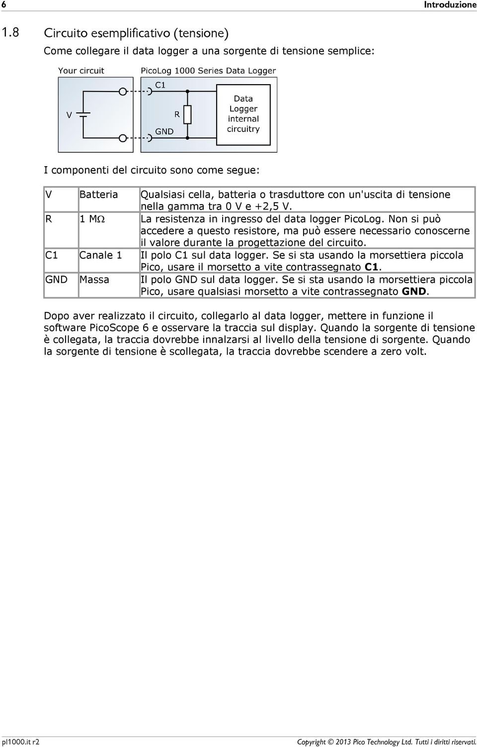 Non si può accedere a questo resistore, ma può essere necessario conoscerne il valore durante la progettazione del circuito. Il polo C1 sul data logger.