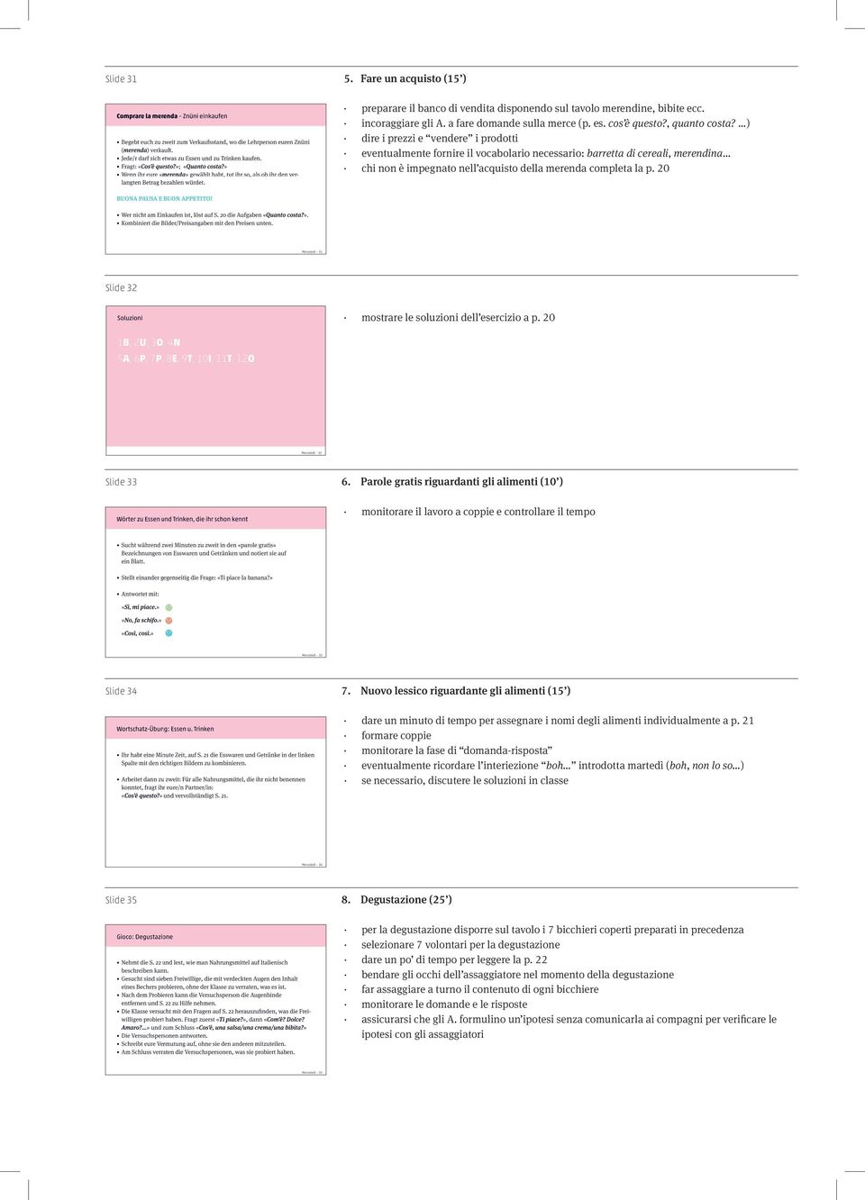 20 Slide 32 mostrare le soluzioni dell esercizio a p. 20 Slide 33 6. Parole gratis riguardanti gli alimenti (10 ) monitorare il lavoro a coppie e controllare il tempo Slide 34 7.