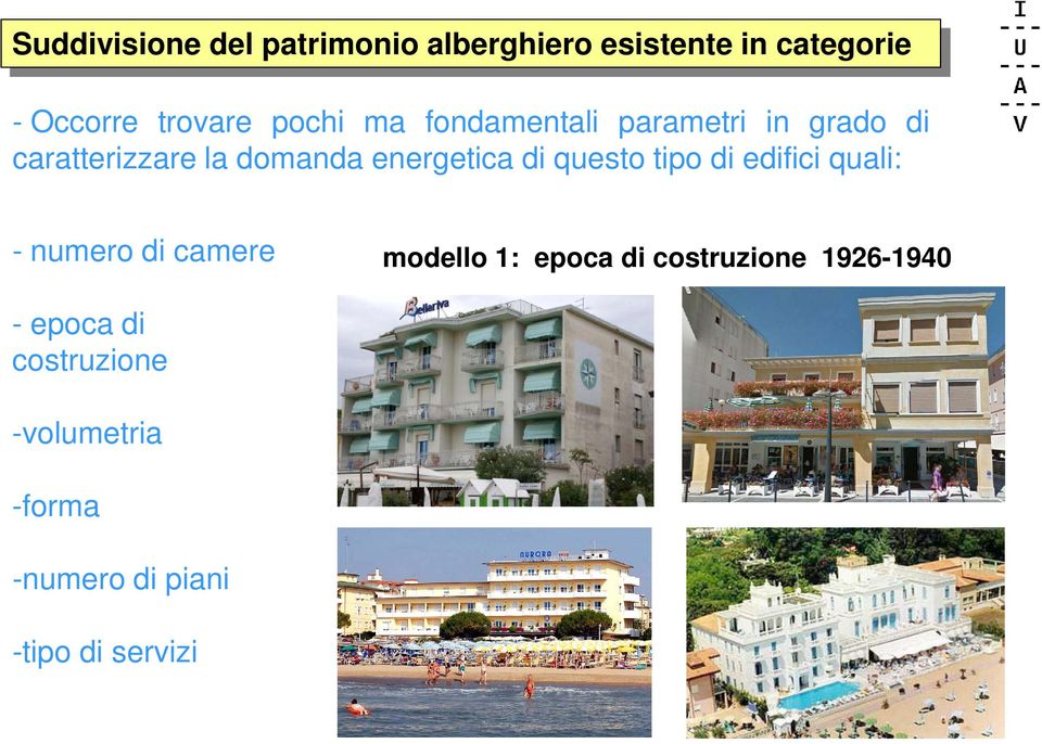 di questo tipo di edifici quali: - numero di camere modello 1: epoca di