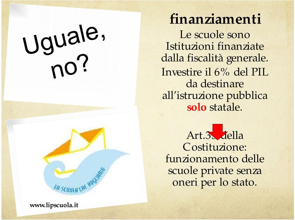 Investire il 6% del PIL da destinare all istruzione pubblica