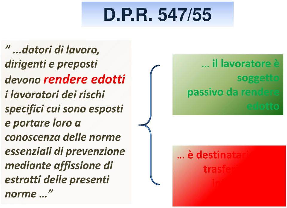 specifici cui sono esposti e portare loro a conoscenza delle norme essenziali di