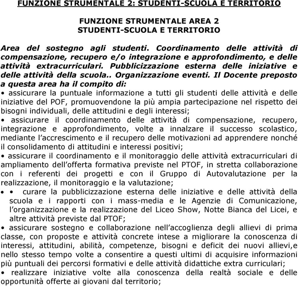 . Organizzazione eventi.