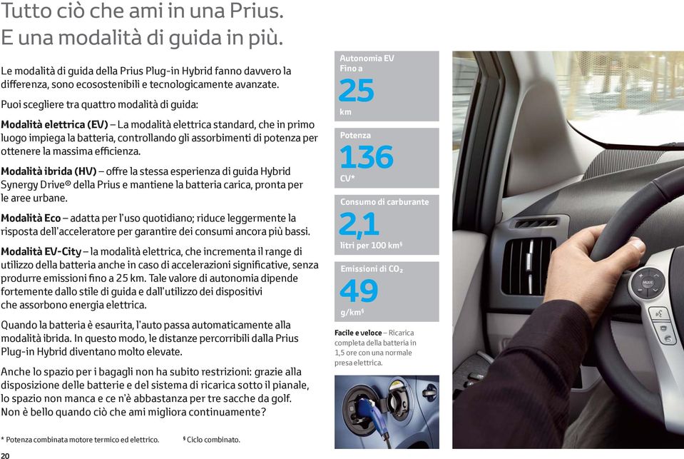 massima efficienza. Modalità ibrida (HV) offre la stessa esperienza di guida Hybrid Synergy Drive della Prius e mantiene la batteria carica, pronta per le aree urbane.