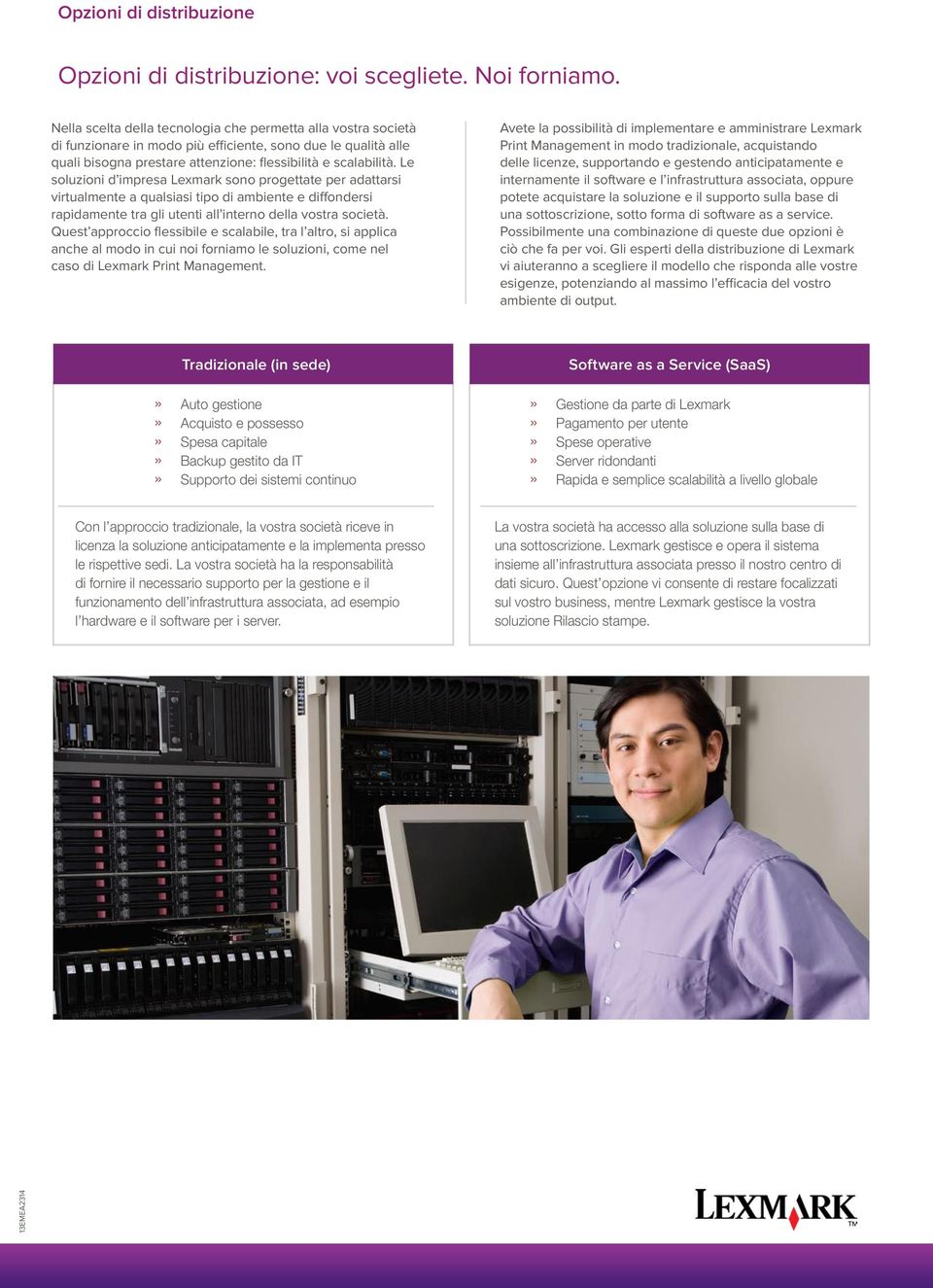 Le souzioni d impresa Lexmark sono progettate per adattarsi virtuamente a quasiasi tipo di ambiente e diffondersi rapidamente tra gi utenti a interno dea vostra società.