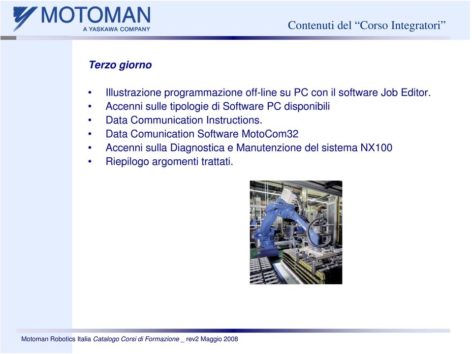 Accenni sulle tipologie di Software PC disponibili Data Communication