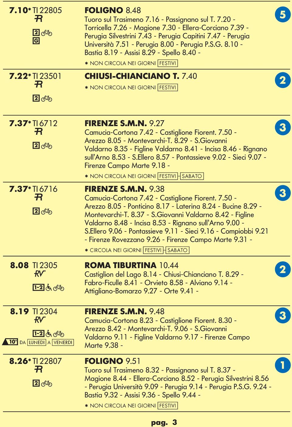 37* TI 671IRENZE S.M.N. 9.27 amucia-ortona 7.42 - astiglione Fiorent. 7.50 - Arezzo 8.05 - Montevarchi-T. 8.29 - S.iovanni Valdarno 8.35 - Figline Valdarno 8.41 - Incisa 8.46 - Rignano sull'arno 8.