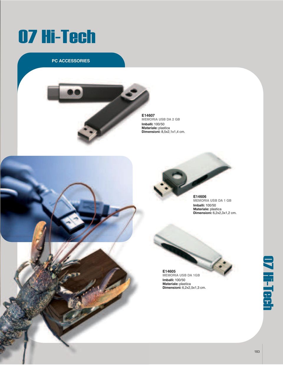 E14606 MEMORIA USB DA 1 GB Dimensioni: