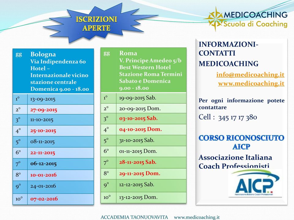 INFORMAZIONI- CONTATTI MEDICOACHING info@medicoaching.