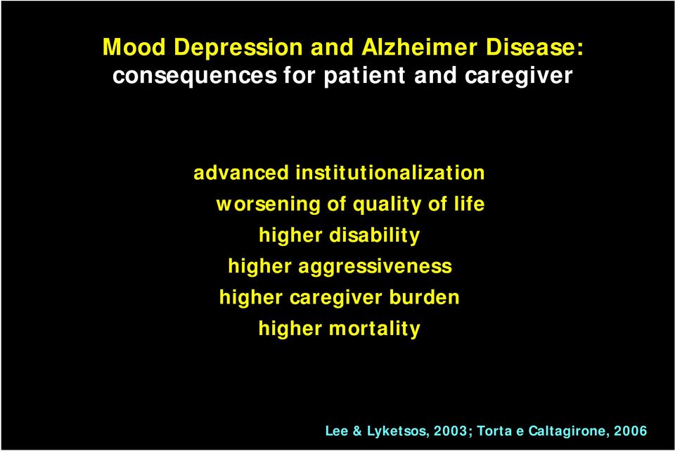of life higher disability higher aggressiveness higher caregiver