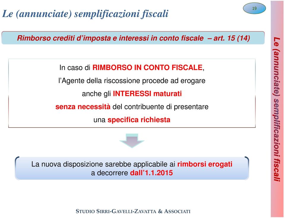 erogare anche gli INTERESSI maturati senza necessità del contribuente di presentare